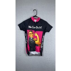 Brainstorm Gear Rosie The Riveter Cycling Jersey‎ Womens Small Pink Full Zip